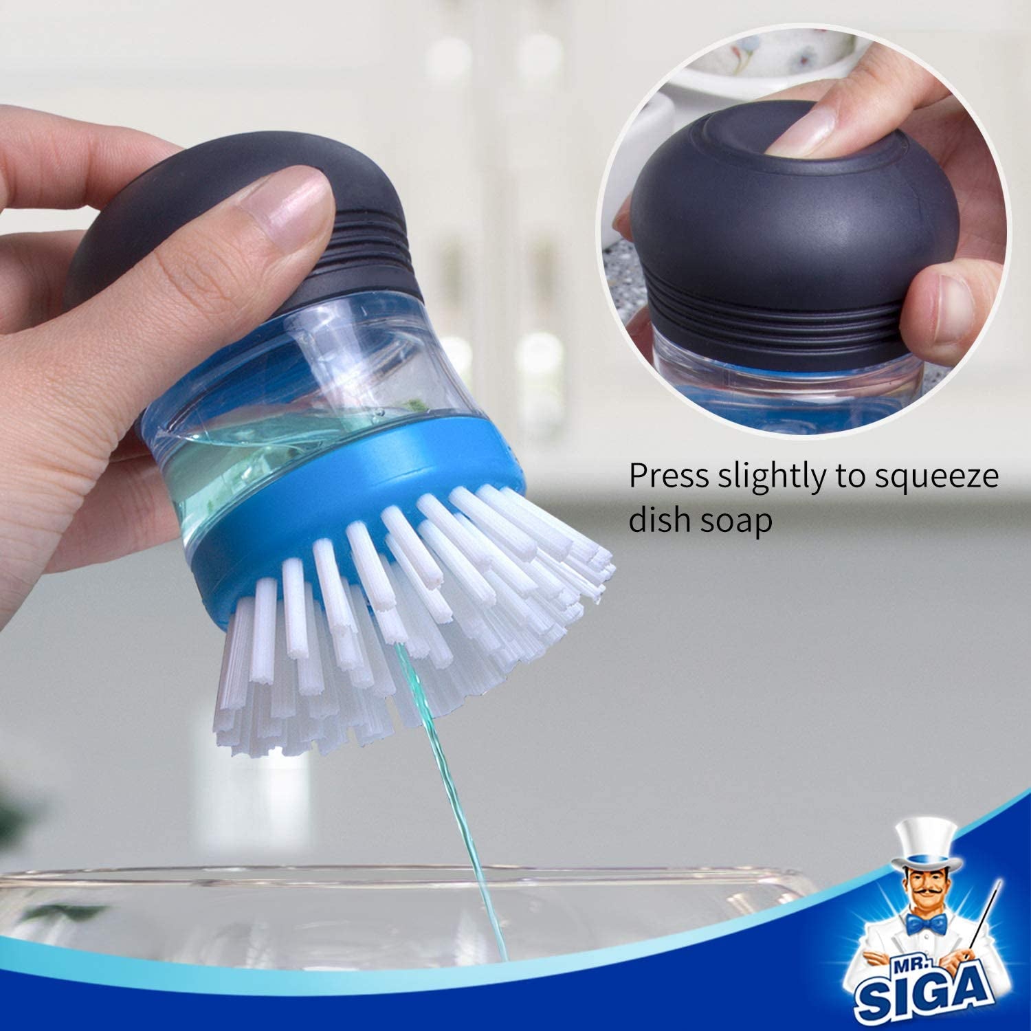 Soap Dispensing Palm Brush Storage Set for Kitchen Cleaning - Includes Holder for Pots, Pans, and Sinks