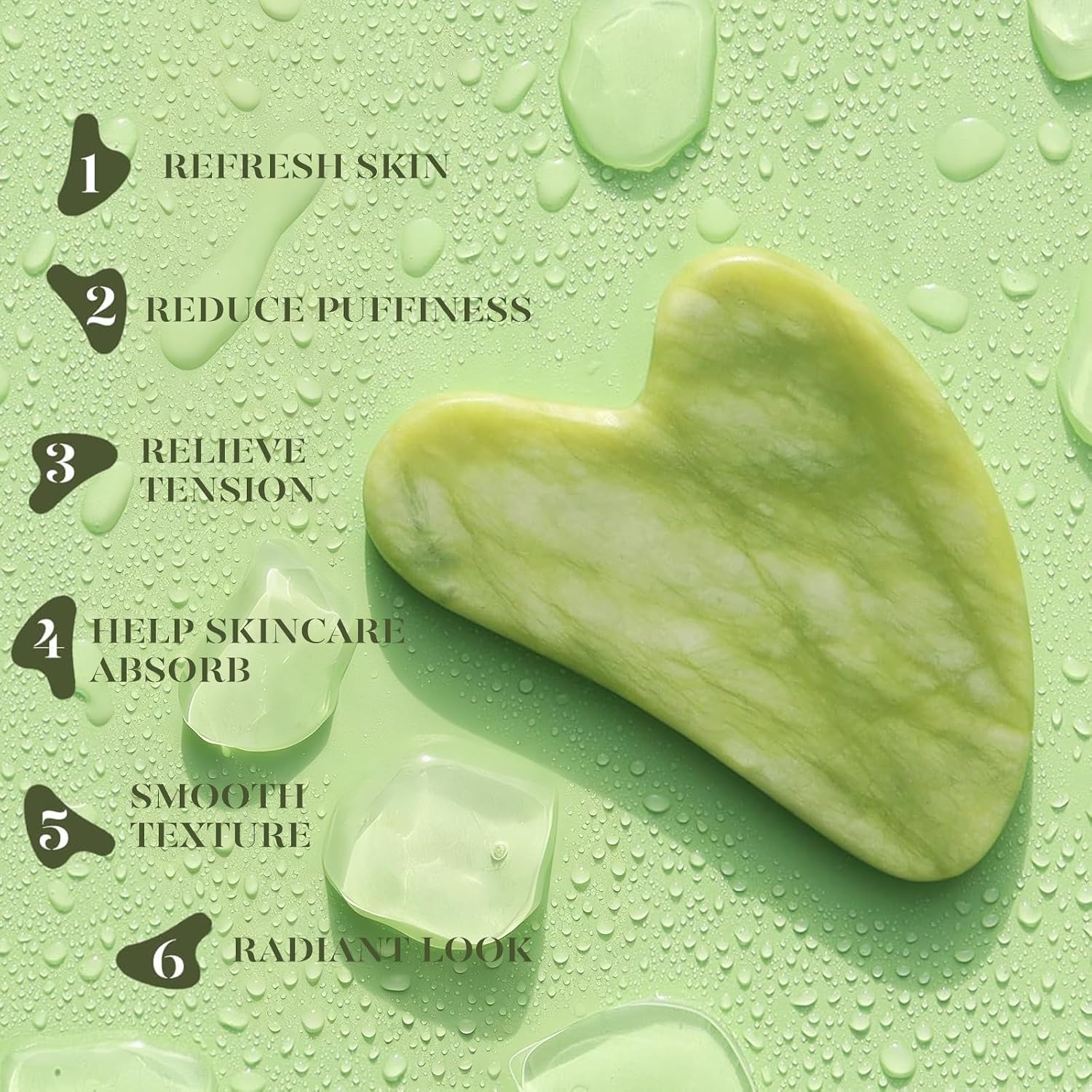 Icyme Gua Sha & Jade Roller Set, Cooling Face Roller & Guasha Tool for Face Depuffing, Facial Sculpting & Jawline Definition, Smooth Rolling Skincare Tools Gifts for Women & Men – Green