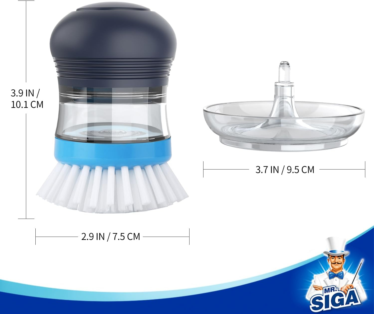 Soap Dispensing Palm Brush Storage Set for Kitchen Cleaning - Includes Holder for Pots, Pans, and Sinks